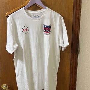 Under Armour White USA Crest Short-Sleeve Tee
